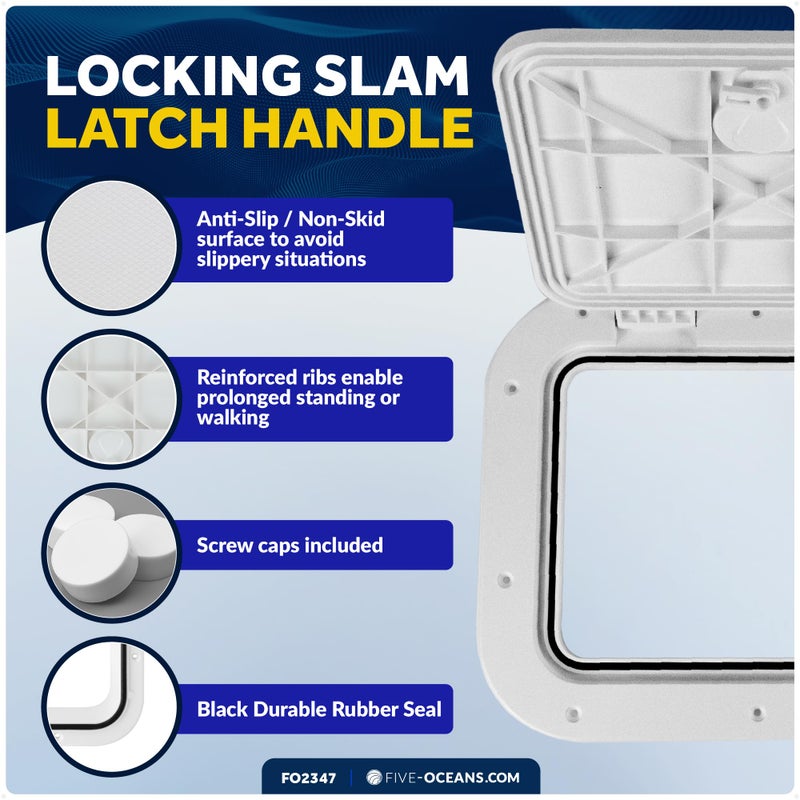 Five Oceans Boat Hatch, Marine Access Hatch, Rectangle Boat Hatch Lids, Locking Slam Latch System for Boat Yacht, 15-11/16" x 12-7/8", Off-White - FO2347 - Image 4